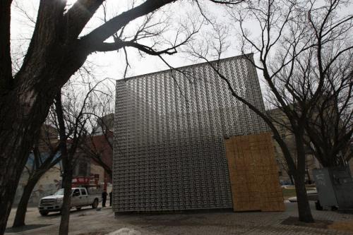 The controversial Cube stage in the Exchange District of Winnipeg- See Bartley Kives story- April 29, 2012   (JOE BRYKSA / WINNIPEG FREE PRESS)