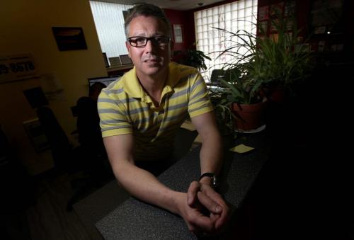 Chad Smith poses at the Rainbow resource Center Wednesday evening. See Nick Martin story re: Sexual Orientation in School Cirricula.  May 1, 2013 - (Phil Hossack / Winnipeg Free Press)