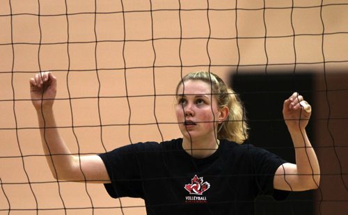 Volleyball Canada athletes were at University of Manitoba for selection camp for berth to women's senior national team Here is Brandon, Manitobas Lisa Barclay in action- See Ed Tait story-May 02, 2013   (JOE BRYKSA / WINNIPEG FREE PRESS)