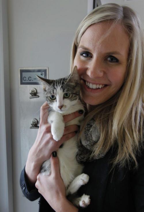 Hannah Rose Pratt from the humane society with a cat. See Ashley's story on cat fixing. May 2, 2013  BORIS MINKEVICH / WINNIPEG FREE PRESS
