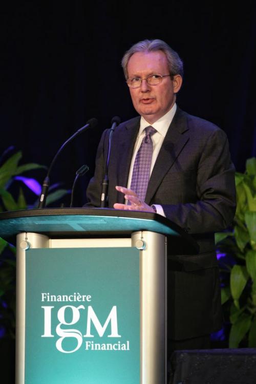 Murray Taylor co-president and CEO of IGM Financial (formerly Investors Group) speaks during the annual meeting held at the Metropolitan Entertainment Centre on Friday.  130503 May 03, 2013 Mike Deal / Winnipeg Free Press