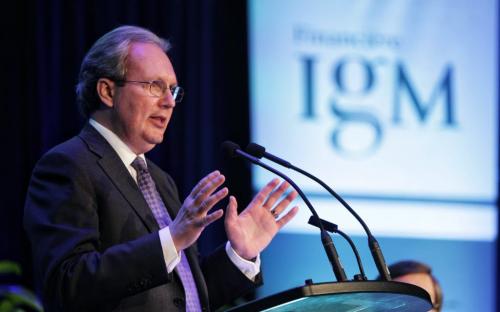 Murray Taylor co-president and CEO of IGM Financial (formerly Investors Group) speaks during the annual meeting held at the Metropolitan Entertainment Centre on Friday.  130503 May 03, 2013 Mike Deal / Winnipeg Free Press