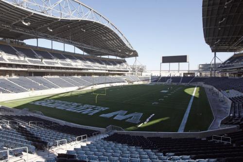 Stdup - With Video-  Winnipeg Blue Bomber's Investors Group Stadium gets lines painted on the field in preparation for the 2013 season Äì all the  yard lines , hashmarks  and numbers  are almost done with the goal lines , end zones  and advertizement  spaces are being finished with second coats of paint.  KEN GIGLIOTTI / May 7  2013 / WINNIPEG FREE PRESS