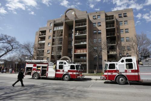 May 8, 2013 - 130508  -  Emergency personnel were called to 475 Sargent for a fire on the third floor of the apartment block in Winnipeg Wednesday, May 8, 2013. According to a fire chief on scene one person was taken to hospital in critical condition. John Woods / Winnipeg Free Press