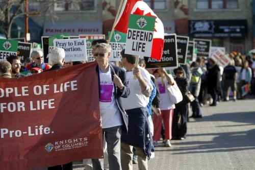 Anti abortion supporters gather at The Forks before marching to the Legislative Building, Thursday, May 9, 2013. (TREVOR HAGAN/WINNIPEG FREE PRESS) Lindor Reynolds story.
