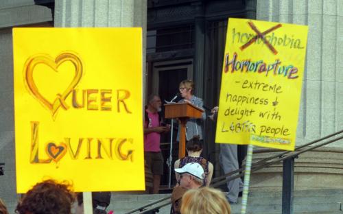 Bill 18. International day against Homophobia at the leg. Nancy Allan. May 16, 2013  BORIS MINKEVICH / WINNIPEG FREE PRESS
