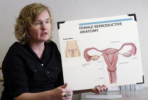 Abortion Issue Feature Äì Red River Women's Clinic in Fargo North Dakota where new  laws are being considered to challenge  the current Pro Choice legislation currently in effect in North Dakota . Pictures  include tour  give by the clinic director Tammi Kromenaker in pic explains  the anatomy of an abortion in the room used for consultation  prior to the procedure . KEN GIGLIOTTI / May 16  2013 / WINNIPEG FREE PRESS