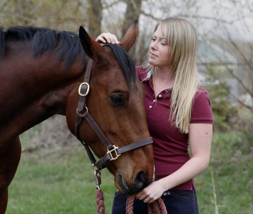 Katie Oleson with her horse Eli ( this is correct sp of horses name),  daughter of Tom Oleson Free Press editorial writer , story on first anniversary of his death , she also had serious skull fracture in February Äì Gordon Sinclair story  KEN GIGLIOTTI / May 17  2013 / WINNIPEG FREE PRESS