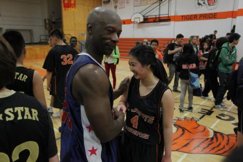 Winnipeg Police Basketball Team played against the youths involved in the 4Life Foundation at St. Johns High School, 401 Church Avenue from 12:00 noon - 1:30 pm. Chief Devon Clunis and several Winnipeg Blue Bomber Players played on the Winnipeg Police Basketball team. May 17, 2013 BORIS MINKEVICH / WINNIPEG FREE PRESS