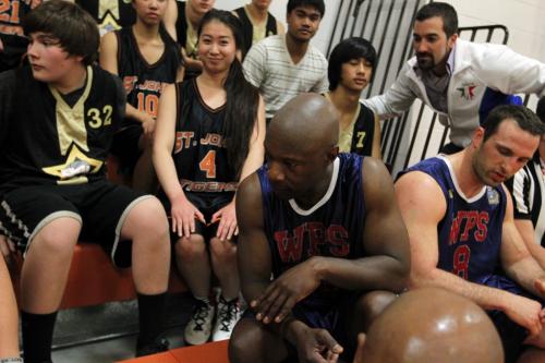 Winnipeg Police Basketball Team played against the youths involved in the 4Life Foundation at St. Johns High School, 401 Church Avenue from 12:00 noon - 1:30 pm. Chief Devon Clunis and several Winnipeg Blue Bomber Players played on the Winnipeg Police Basketball team. May 17, 2013  BORIS MINKEVICH / WINNIPEG FREE PRESS