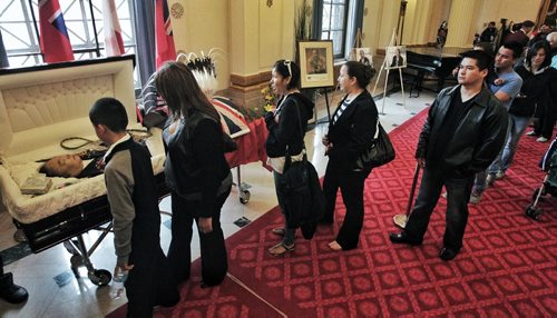 Some of the hundreds of mourners who lined up to pay their final respects at the legislature where the body of Elijah Harper lay in state Monday afternoon.  130520 May 20, 2013 Mike Deal / Winnipeg Free Press