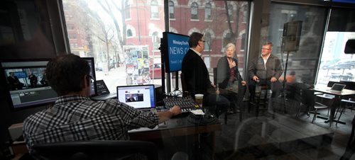 Dan Lett interviews Manitoba Senators Maria Chaput and Don Plett at the Free Press Café Friday afternoon. See story. May 24, 2013 - (Phil Hossack / Winnipeg Free Press) Donald
