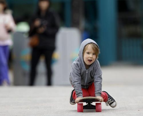 Charlie Salkeld, 3, cruises around on a skateboard at The Forks, Saturday, May 25, 2013. GPS Coordinates: 49.89N and -97.13W. For new section next week?? (TREVOR HAGAN/WINNIPEG FREE PRESS)