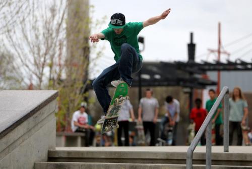 A participant in the skateboarding competition during the Skate 4 Cancer event at The Forks, Saturday, May 25, 2013. (TREVOR HAGAN/WINNIPEG FREE PRESS)