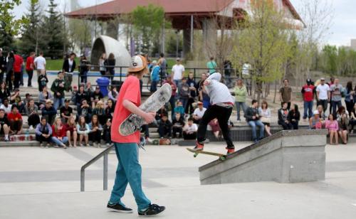 Lots of people attended the skatepark at The Forks during the Skate 4 Cancer event, Saturday, May 25, 2013. (TREVOR HAGAN/WINNIPEG FREE PRESS)