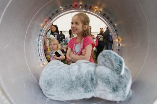 May 26, 2013 - 130526  - Two year old Acelyn Arndt (2) watches as her sister Teagan (6) waits for the x-ray results on her elephant at the Teddy Bear's Picnic at Assiniboine Park in Winnipeg Sunday, May 26, 2013. John Woods / Winnipeg Free Press