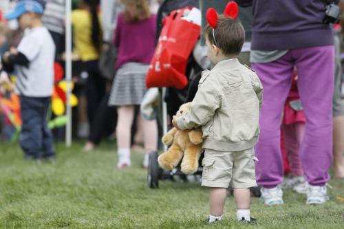 May 26, 2013 - 130526  - A young boy and his friend wait in line at the Teddy Bear's Picnic at Assiniboine Park in Winnipeg Sunday, May 26, 2013. John Woods / Winnipeg Free Press
