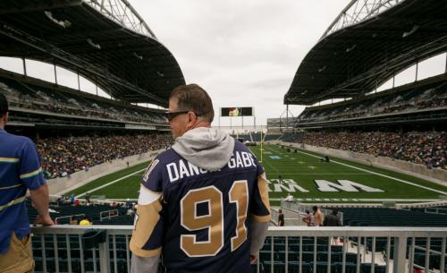 Dancing Gabe took in the new stadium as it filled with about 15,000 people attending the One Heart celebration, the first event at Investors Group Field Saturday afternoon.  130526 - Sunday, May 26, 2013 - (Melissa Tait / Winnipeg Free Press)