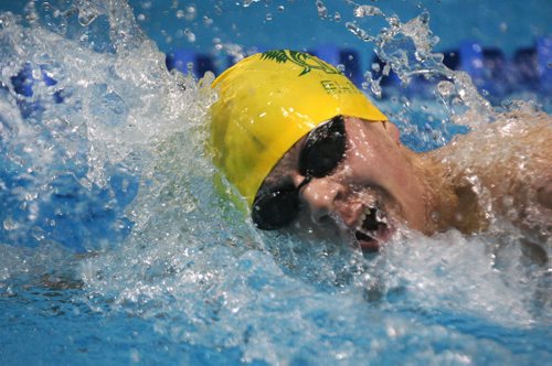 Thomas Osborn  smashes through water as he competes in the 200 IM at the Golden Plains Invitational swim meet in Winnipeg at the Pan Am Pool-( For feature on Thomas Osborn upcoming) May 27, 2013  (JOE BRYKSA / WINNIPEG FREE PRESS)