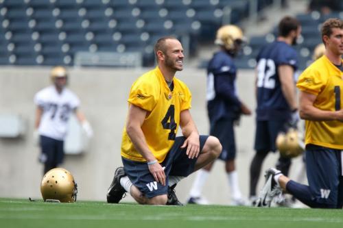 Blue Bomber quarterback #4 Buck Pierce practices with team at Investors Group Field Wednesday afternoon. See story. May 29, 2013 Ruth Bonneville Winnipeg Free Press