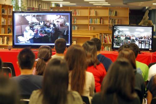 Sisler High School students watch a live knee operation that the Pan Am Clinic was doing today. The students did this via video conference and had access to talk with the doc live during the operation. More than 1200 students from across the provence got access to the first in Canada event. May 30, 2013  BORIS MINKEVICH / WINNIPEG FREE PRESS
