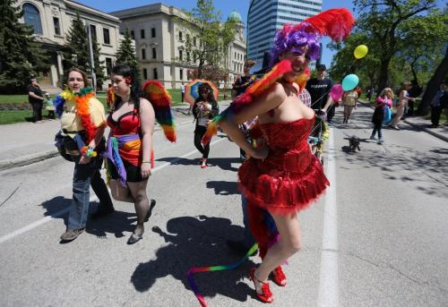 The 26th Annual Pride Parade made its way through downtown Winnipeg, Sunday, June 2, 2013. (TREVOR HAGAN/WINNIPEG FREE PRESS)