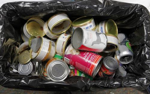 Winnipeg Humane Society animal hospital- Day in the Life photo page project. A detail shot of food cans in the garbage. May 21, 2013  BORIS MINKEVICH / WINNIPEG FREE PRESS