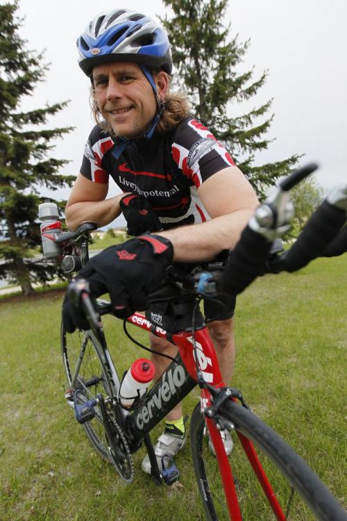 June 4, 2013 - 130604  -  Dennis Maione, is a tri-athlete and trains for his next race Tuesday, June 4, 2013. He wrote about reaching the finish line for Xtra. John Woods/ Winnipeg Free Press