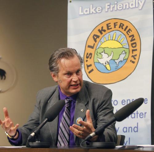 Hank  Venema  with the International Institute for Sustainable Development at the provincial New Lake Friendly Accord and funding to save Lake Winnipeg and improve all waterways in its basin  announcement Thursday.  Bruce Owen story(WAYNE GLOWACKI/WINNIPEG FREE PRESS) Winnipeg Free Press June 6 2013