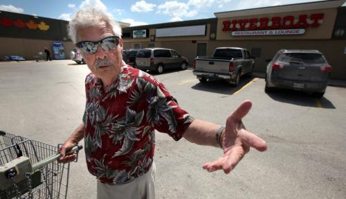 Gary McRea  talks re Bezan, en route to buy groceries in Selkirk. See Geoff Kirbysons story. June 6, 2013 - (Phil Hossack / Winnipeg Free Press)