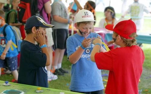 Kidsfest at the Forks. Some boys goof around in one of the craft tents. NO NAMES GIVEN. June 6, 2013  BORIS MINKEVICH / WINNIPEG FREE PRESS