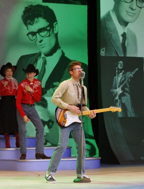 Jeff Giles as Buddy Holly in Rainbow Stages 2013 production of Buddy,The Buddy Holly Story at the media preview Friday. The production runs June 11-July 4.  (WAYNE GLOWACKI/WINNIPEG FREE PRESS) Winnipeg Free Press June 7 2013