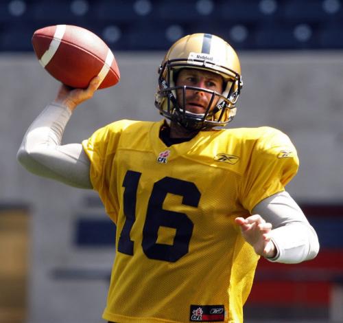 Blue Bomber Training Camp 2013- Practice Investors  Group Field Äì QB feature #16 Max Hall  -  Paul Wiecek Tim Campbell -KEN GIGLIOTTI / JUNE 7 2013 / WINNIPEG FREE PRESS 
