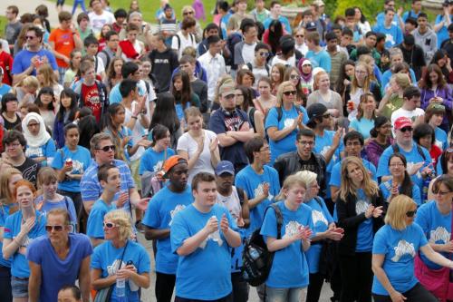 All four of Pembina Trails high schools will come together to push for change through a Water Walk.. The students ended up at the Leg. June 10, 2013  BORIS MINKEVICH / WINNIPEG FREE PRESS