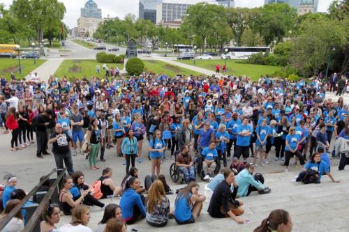 All four of Pembina Trails high schools will come together to push for change through a Water Walk.. The students ended up at the Leg. June 10, 2013  BORIS MINKEVICH / WINNIPEG FREE PRESS