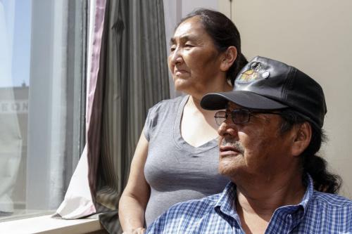 Laura and Donald Tssessaze, pictured on Tuesday, June 11, 2013 in their Marlborough Hotel room,  travelled from their home in Lac Brochet, Man. (about 1,000 kilometres north of Winnipeg) to shed some light on gaps in aboriginal health care after the death of their daughter, Lisa Tssessaze. the Northlandes Denesuline First Nation and Manitoba Keewatinowi Okimakanak Inc. (MKO), a group of northern Manitoba chiefs, are calling for an inquest. MKO issued a release Tuesday, saying the group blamed TssessazeÄôs doctor in Winnipeg and the Northern Regional Health Authority for her death. (ALEXANDRA PAUL) (JESSICA BURTNICK/WINNIPEG FREE PRESS)