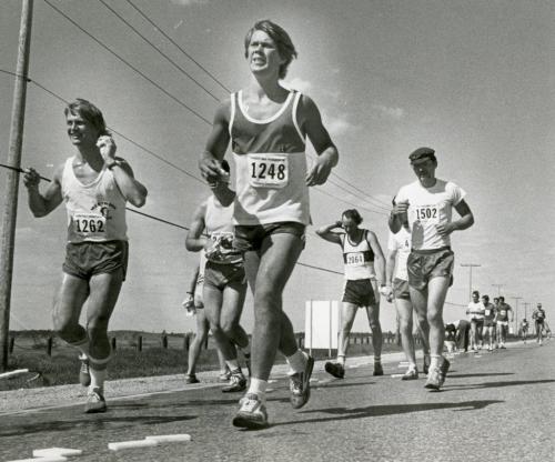 First Manitoba Marathon - June 16, 1979 Pounding the pavement on the transcanada hwy. Paul Deleske / Winnipeg Free Press