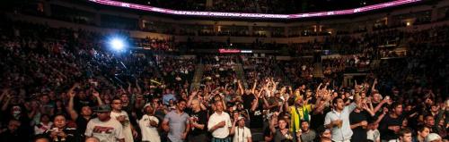 A sell-out crowd at MTS Centre screamed and booed for and against fighters at UFC 161. There were also shouts of "Rolly, Rolly" for local fighter Roland Delorme. 130616 - Sunday, June 16, 2013 - (Melissa Tait / Winnipeg Free Press)