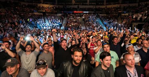 A sell-out crowd at MTS Centre cheers for Light Heavyweight main card fighter Dan Henderson and Rashad Evans.  130616 - Sunday, June 16, 2013 - (Melissa Tait / Winnipeg Free Press)