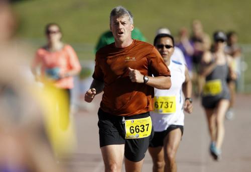 Participant nears the finish line at the University of Manitoba during the 35th Annual Manitoba Marathon, Sunday, June 16, 2013. (TREVOR HAGAN/WINNIPEG FREE PRESS)