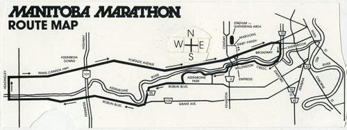 First annual Manitoba Marathon - June 16,  1979 Winnipeg Free Press  The route as of 1979.