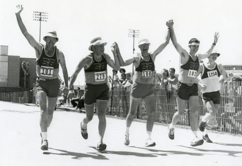 First annual Manitoba Marathon - June 16,  1979 Winnipeg Free Press  Joint finish.   (Ken Gigliotti/Winnipeg Free Press )