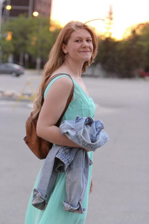 Karina Slobogian - StreetStyler seen at McNally Robinson.  Photography by Celine Bonneville Winnipeg Free Press June , 2013