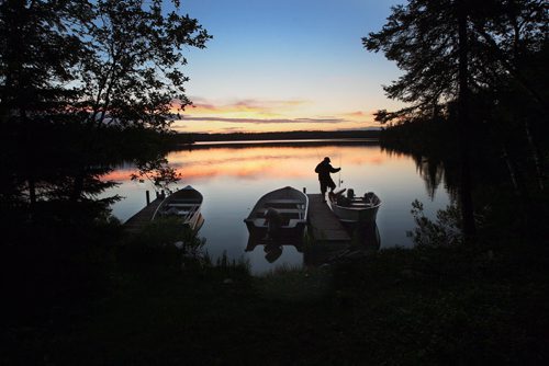 Early Rise-Matt McCorquodale heads out for a morning fish of Marion Lake in Whiteshell Provincial Park this morning before sunrise-   Standup Photo- June 19, 2013   (JOE BRYKSA / WINNIPEG FREE PRESS)
