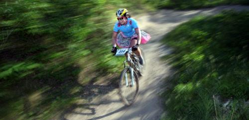 On the hunt,  Melanie LeCalaire works the trails at the "Dirt Skirt" Mountain Bike Race race at Bird's Hill Park Wednesday evening. See Kyle Jahns story. Jume 19, 2013 - (Phil Hossack / Winnipeg Free Press)