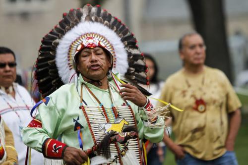 The Dakota Nation Unity Riders rode on horseback from The Forks to Memorial Park on Friday, June 21, 2013 -- also Aboriginal Day -- where they held a traditional Dakota horse ceremony for the public. (JESSICA BURTNICK/WINNIPEG FREE PRESS)