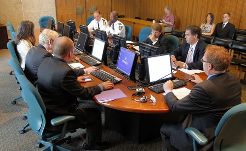 Winnipeg Police Board's first meeting at city hall today. BORIS MINKEVICH / WINNIPEG FREE PRESS. June 21, 2013