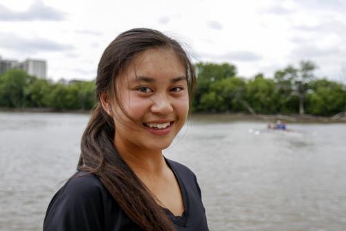 Canada Summer Games hopeful Jaime Wong, 17, stands on the Winnipeg Rowing Club dock on the Red River on Saturday, June 22, 2013. The club held an open house from 12-4 p.m. (ALEXANDRA PAUL) (JESSICA BURTNICK/WINNIPEG FREE PRESS)