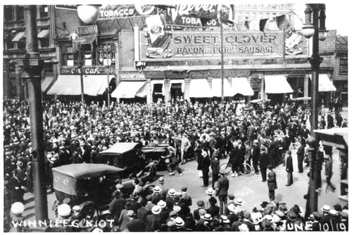 Winnipeg Free Press Archives 1919 Strike, June 10 Crowd gathers at Portage Avenue and Main Street.