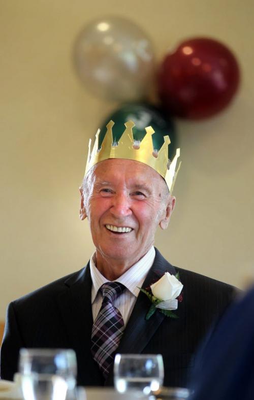King for a "Senior" prom, Joseph Kuntz enjoys himself at the Seine River retirement home Tuesday. See Caroyn Vesely's story. June 25, 2013 - (Phil Hossack / Winnipeg Free Press)